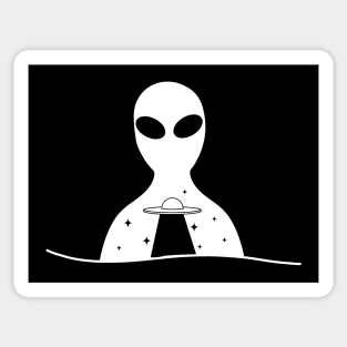 Alien watching UFO in space (The Cryptic Collection) Sticker